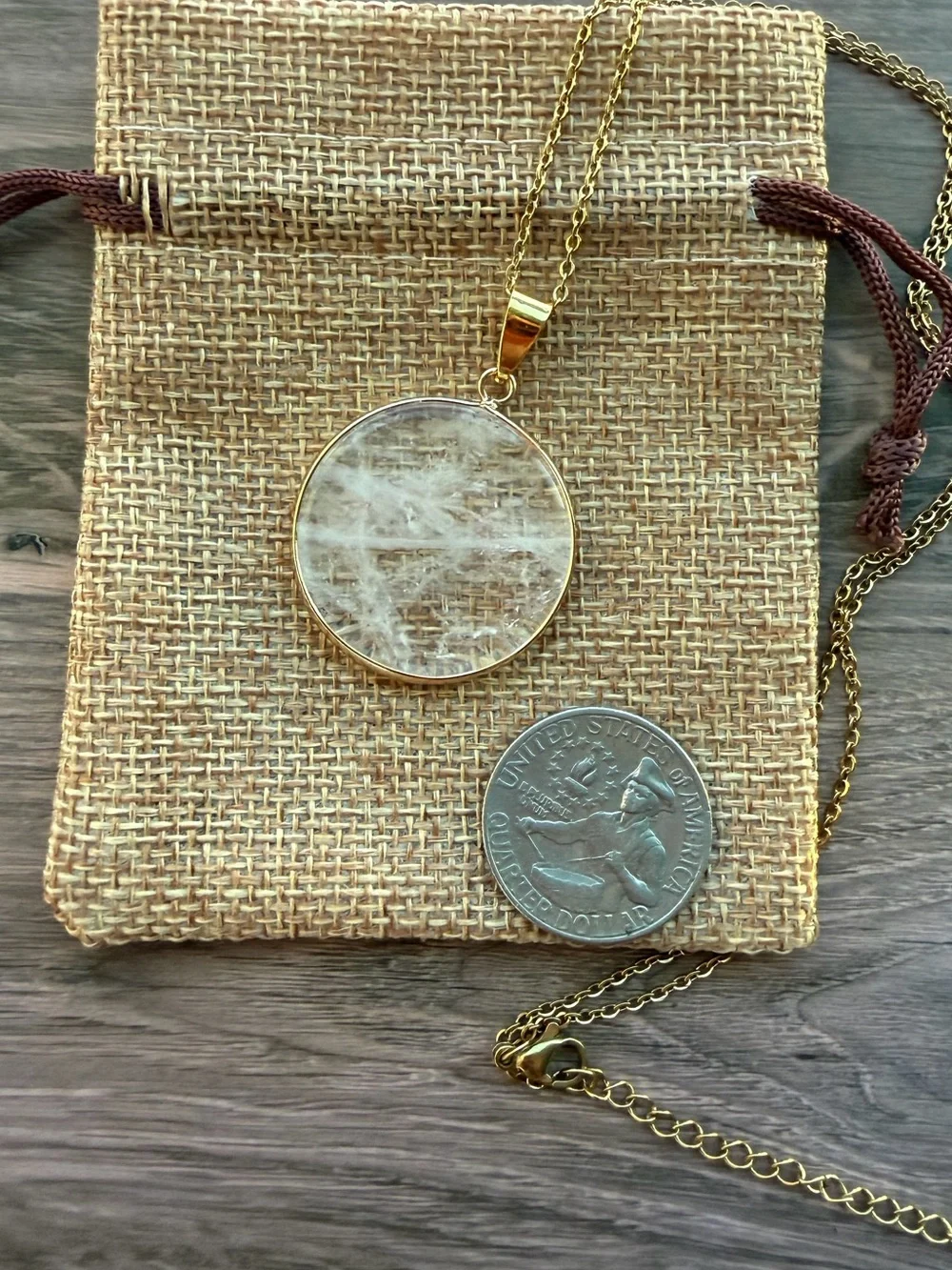 Clear Quartz Round Necklace Clear Quartz Minimalist Necklace